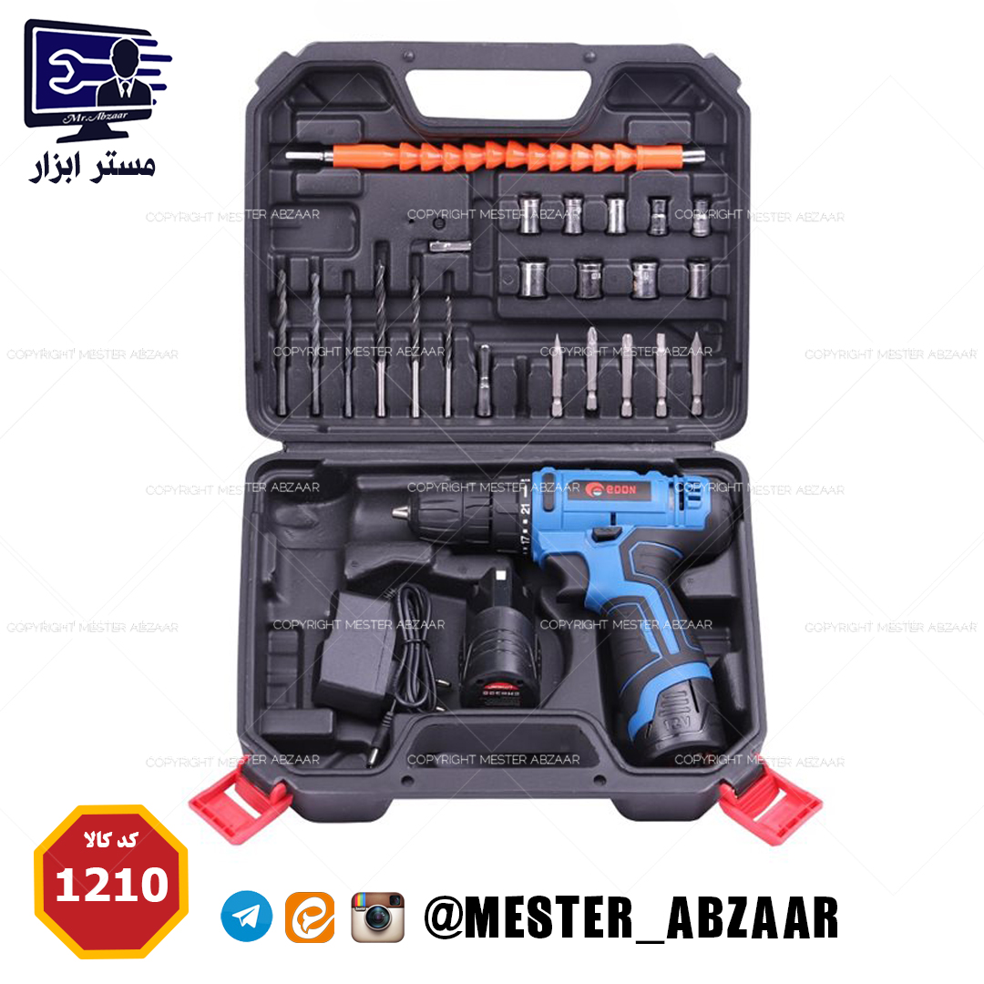 دریل و پیچ گوشتی شارژی 12 ولت لوازم دار ادون مدل lv3-1210