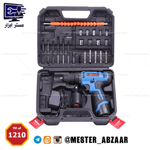 دریل و پیچ گوشتی شارژی 12 ولت لوازم دار ادون مدل lv3-1210