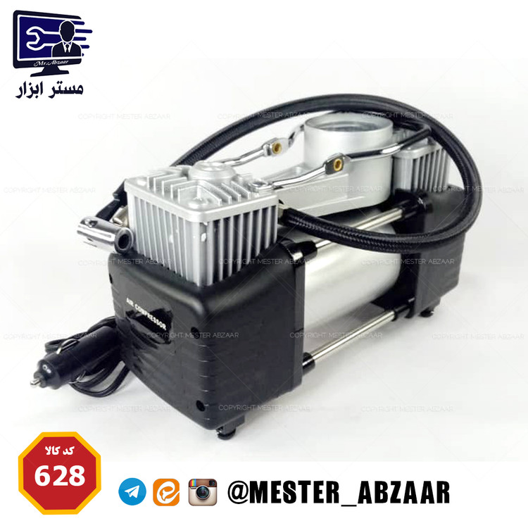 پمپ باد فندکی دو سیلندر خودرو با لوازم همراه 628-4x4