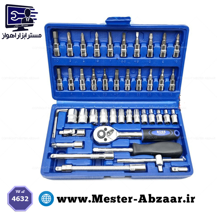 مجموعه 46 عددی آچار و سری بکس باس مدل GERMANY_TECHNOLOGY 4632