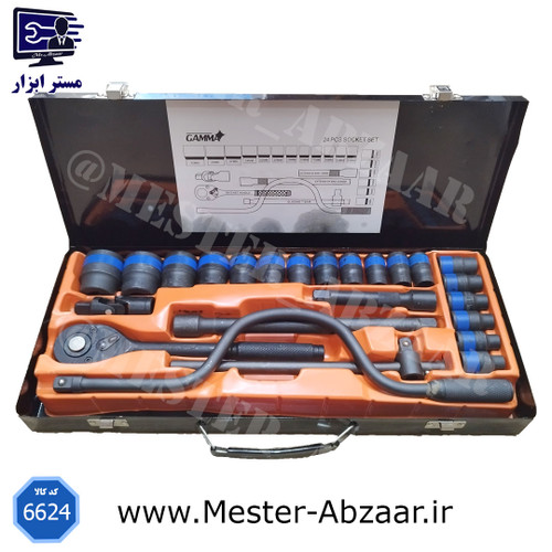 جعبه بکس 24 تکه تایوانی فشار قوی گاما مشکی هندلی جعبه فلزی مدل GAMMA 6624