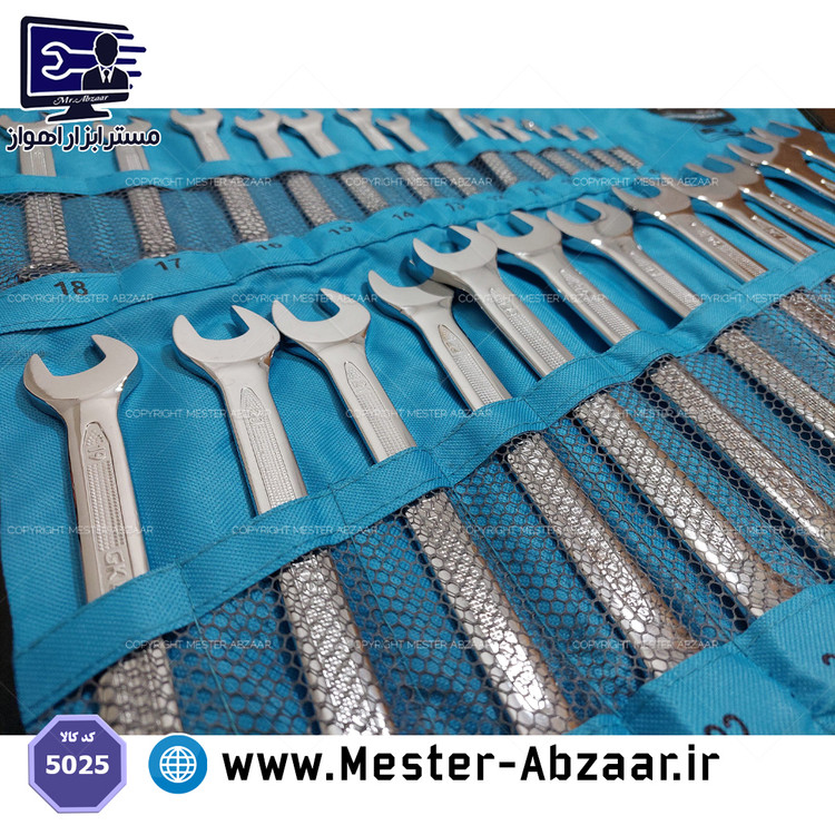 ست آچار یک سر رینگ ۲۵ عددی کروم وانادیوم صنعتی کارگاهی مدل 5025 GK ELITE