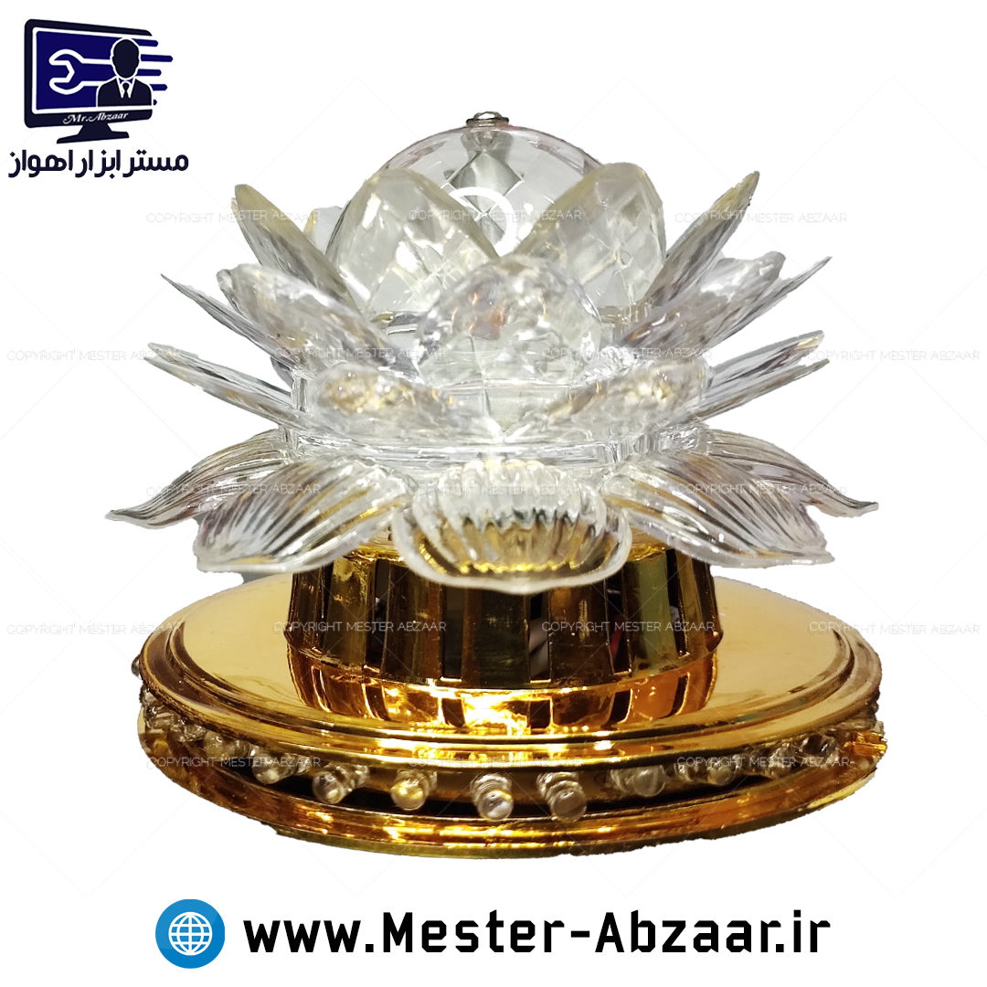 رقص نور چراغ خواب رنگی گردان طرح گل برقی رومیزی مدل LED FULL COLOR ROTATING LAMP 1523