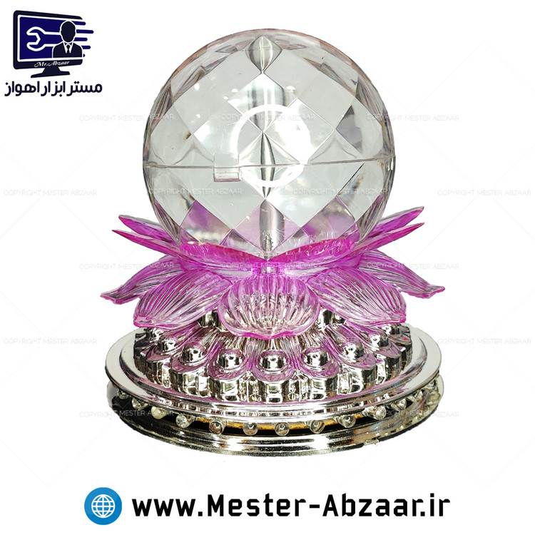 رقص نور چراغ خواب رنگی گردان طرح گل برقی رومیزی مدل LED FULL COLOR ROTATING LAMP 1523