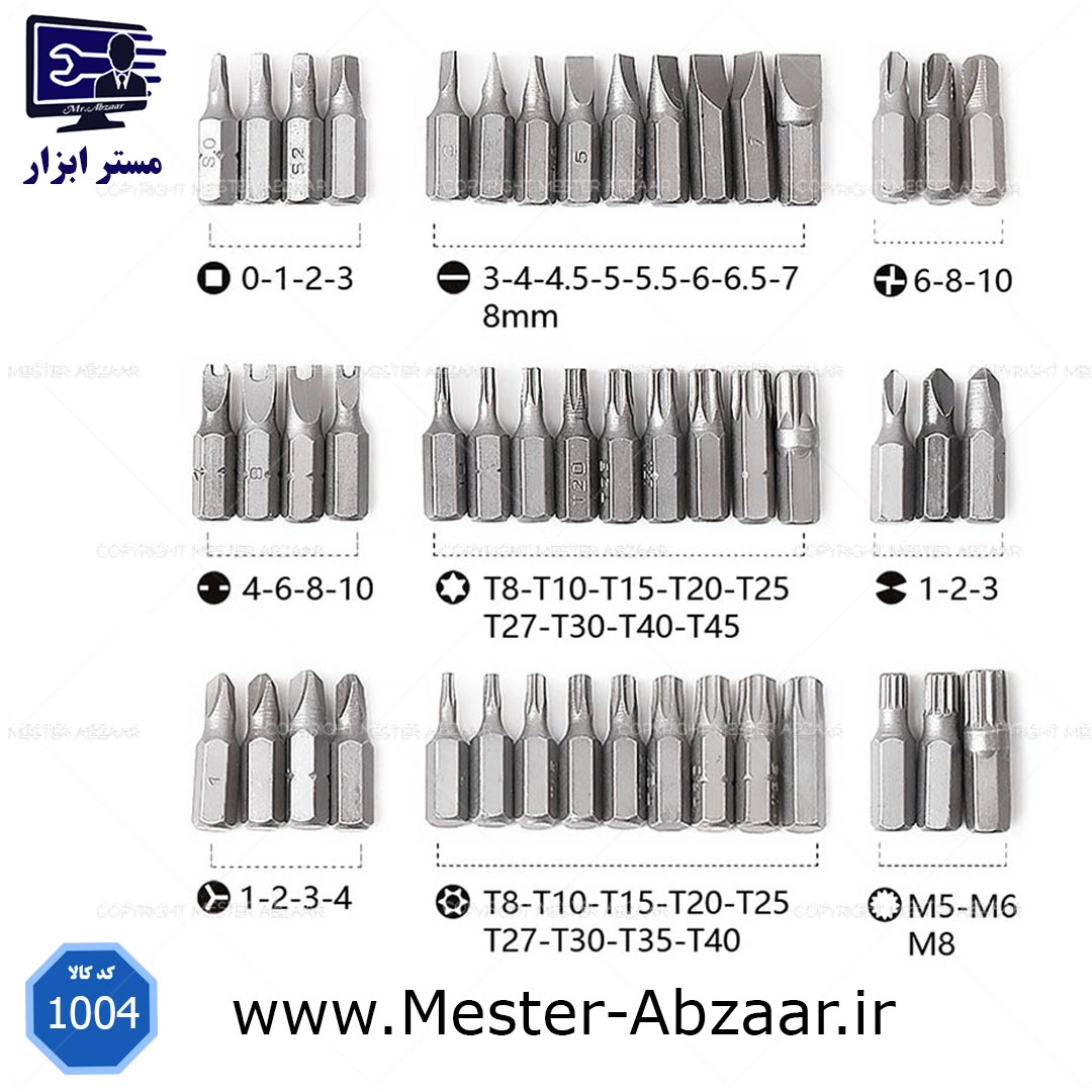  ست 100 عددی پیچ گوشتی سر دریلی و پیچ بند آهن ربایی کروم اومنگ TW333