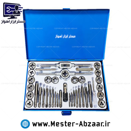 ست 40 پارچه فوق حرفه ای حدیده و قلاویز فلزی مدل 3835 مستر ابزار اهواز