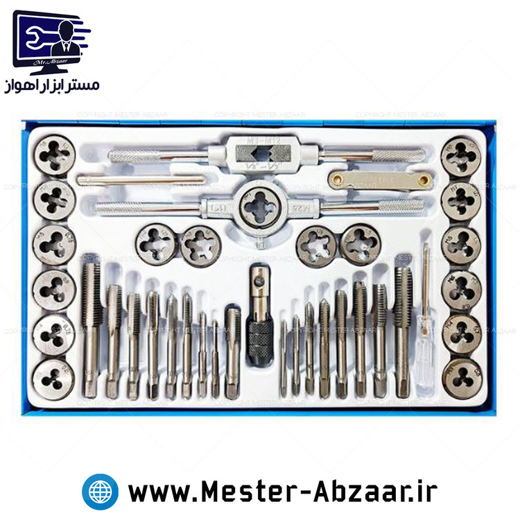 ست 40 پارچه فوق حرفه ای حدیده و قلاویز فلزی مدل 3835 مستر ابزار اهواز