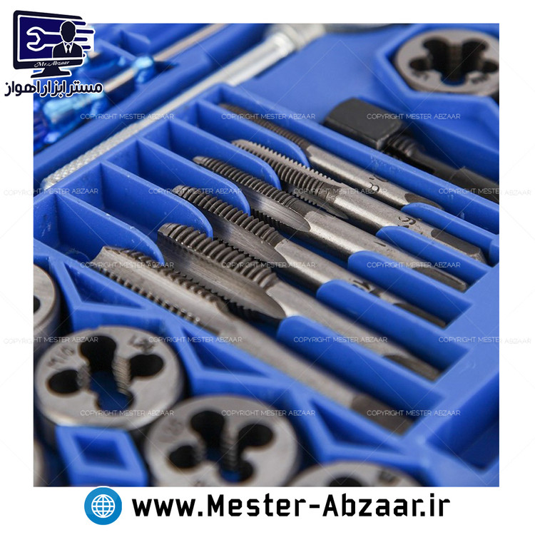 ست 40 پارچه قلاویز و حدیده جعبه پلی استر مدل 6993 مستر ابزار اهواز