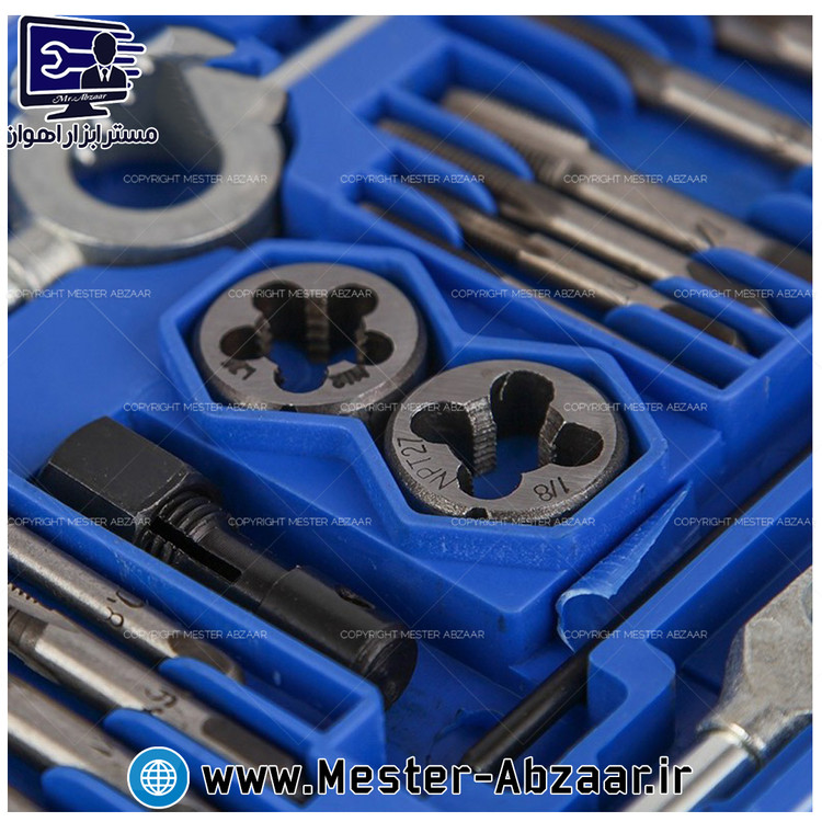 ست 40 پارچه قلاویز و حدیده جعبه پلی استر مدل 6993 مستر ابزار اهواز