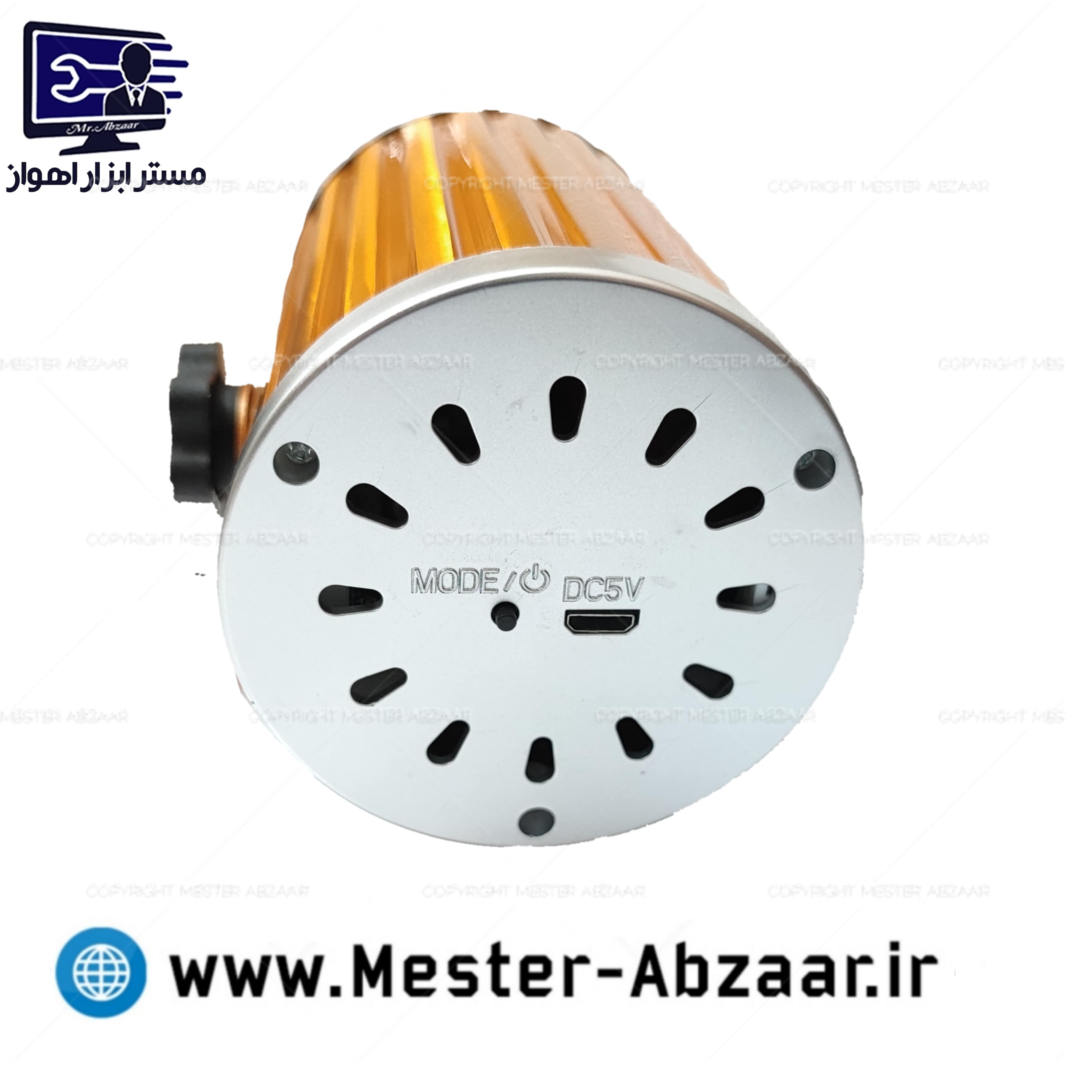 رقص نور لیزری سبز قرمز برقی استوانه ای طلایی مینی مدل mini laser stage light 4530