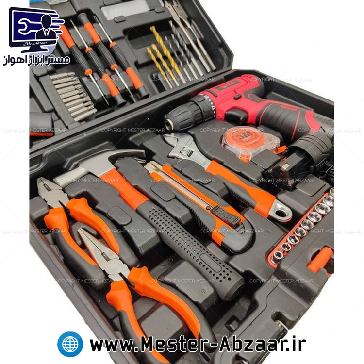 کیت کامل دریل پیچ گوشتی شارژی ادون با ابزار مدل EDON ED-40L-TZ