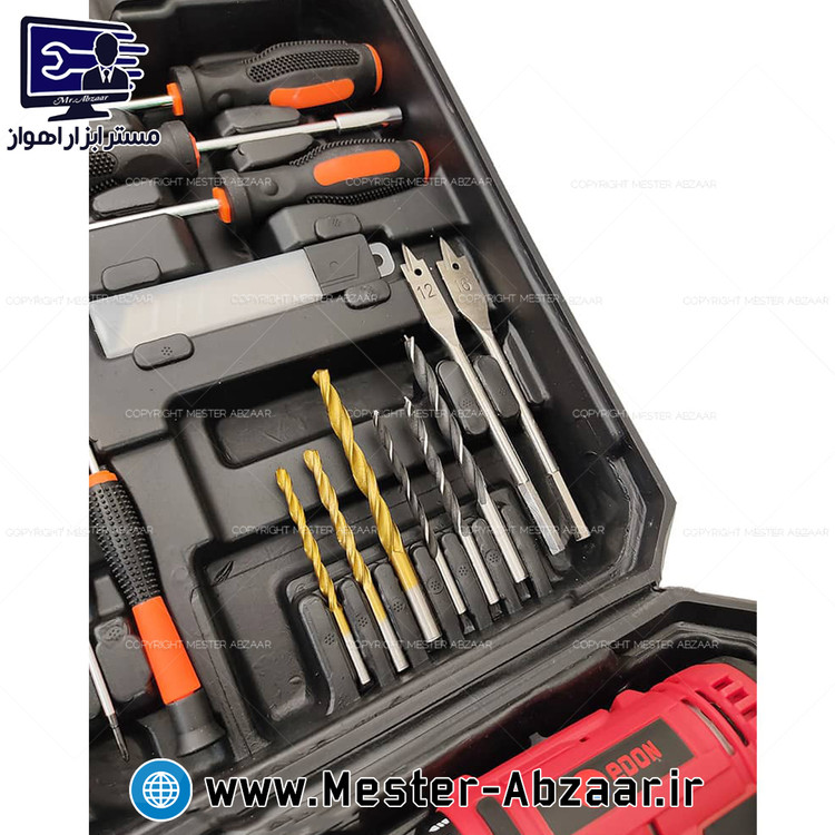 کیت کامل دریل پیچ گوشتی شارژی ادون با ابزار مدل EDON ED-40L-TZ