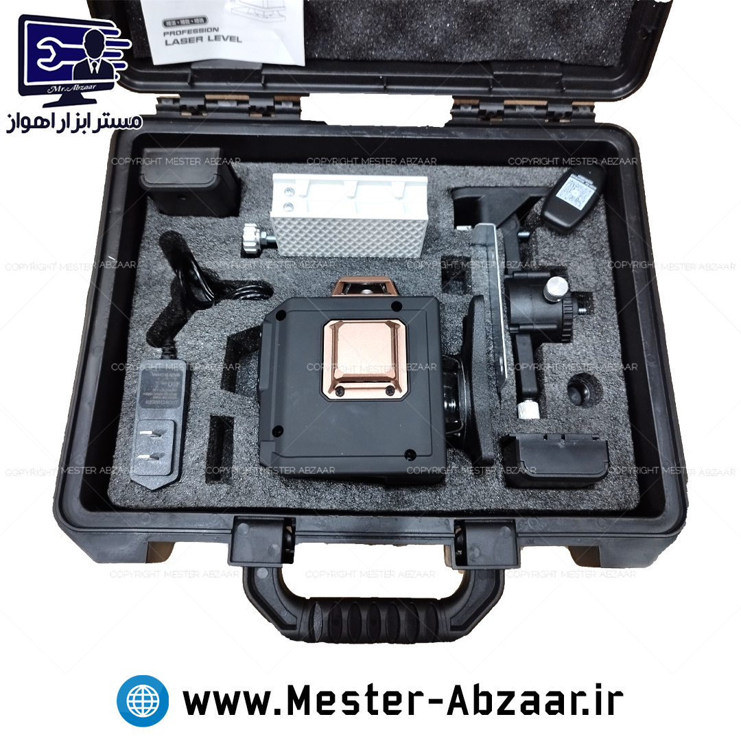 تراز لیزری سه خط سبز شارژی پروفسیون سه بعدی دو باتری لمسی ریموتی 2201 HIGH PRECISION LASER LEVEL 