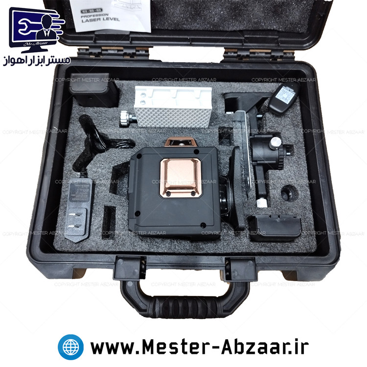 تراز لیزری سه خط سبز شارژی پروفسیون سه بعدی دو باتری لمسی ریموتی 2201 HIGH PRECISION LASER LEVEL