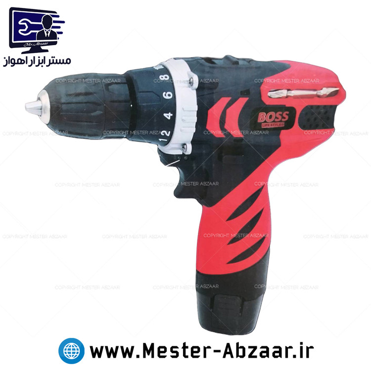 دریل شارژی 18 ولت قرمز باس دو باتری جدید مدل BOSS 1828