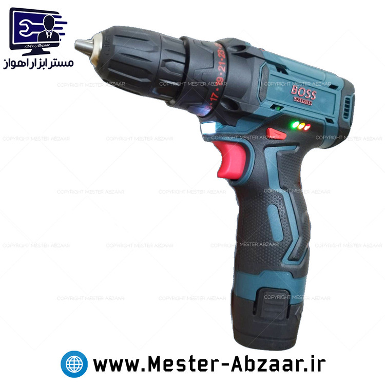 دریل شارژی 18 ولت آبی باس صنعتی دو باتری جدید مدل BOSS BS1818