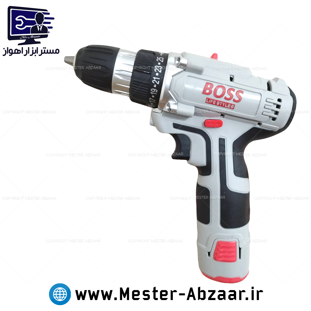 دریل شارژی 18 ولت سفید باس دو باتری جدید مدل BOSS bs123sls014