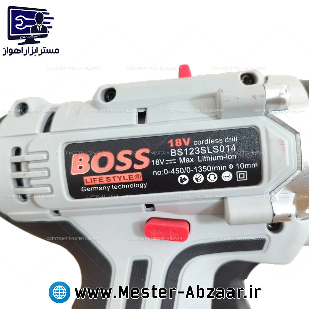 دریل شارژی 18 ولت سفید باس دو باتری جدید مدل BOSS bs123sls014