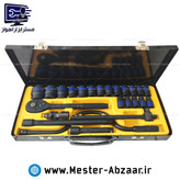 جعبه بکس 24 تکه فشار قوی مشکی هندلی فلزی کروم وانادیوم اس کینگ تولز مدل SR SRUNV GSKING TOOLS