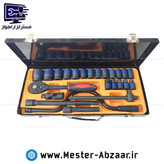 جعبه بکس 24 تکه فشار قوی مشکی هندلی فلزی کروم وانادیوم جی ان مدل JNTRD J-20001