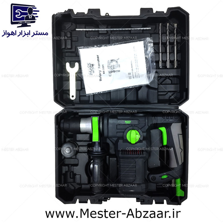 تخریب 7 کیلو سه کاره باس مشکی دیمر دار جدید بتن کن دریل مدل BOSS ROTARY HAMMER BS-32S1