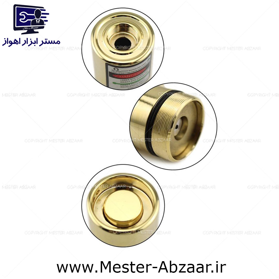 لیزر پوینتر حرارتی برد بلند طلایی با کیف طرح فلزی مدل laser gold 2124