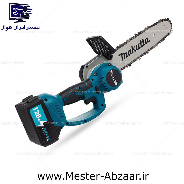 اره زنجیری شارژی 30 سانت 128 ولت دو باتری براشلس طرح ماکیتا برند ماکوتا مدل MAKUTTA 10 IN