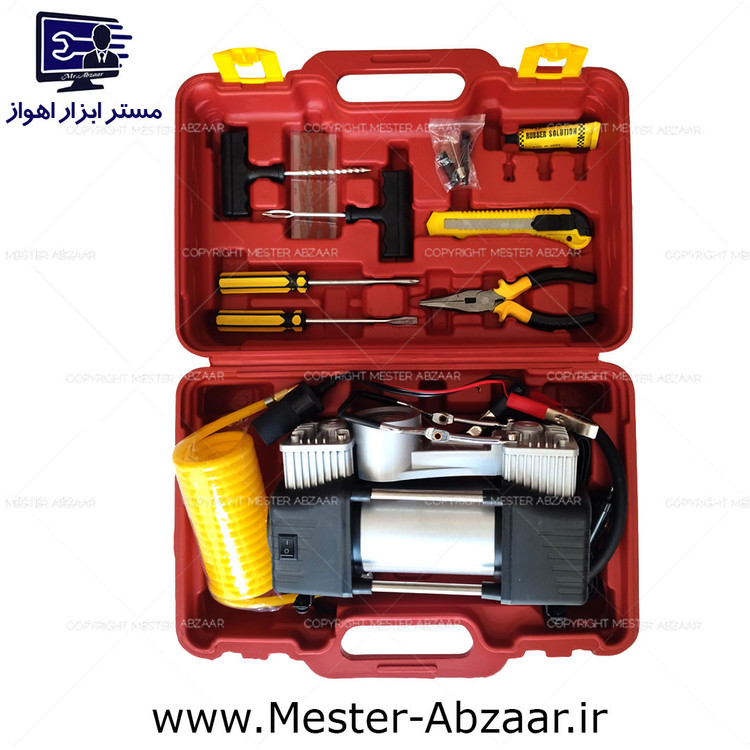 پمپ باد فندکی دو سیلندر خودرو هیتاچی با لوازم مدل HITOCHI 920H