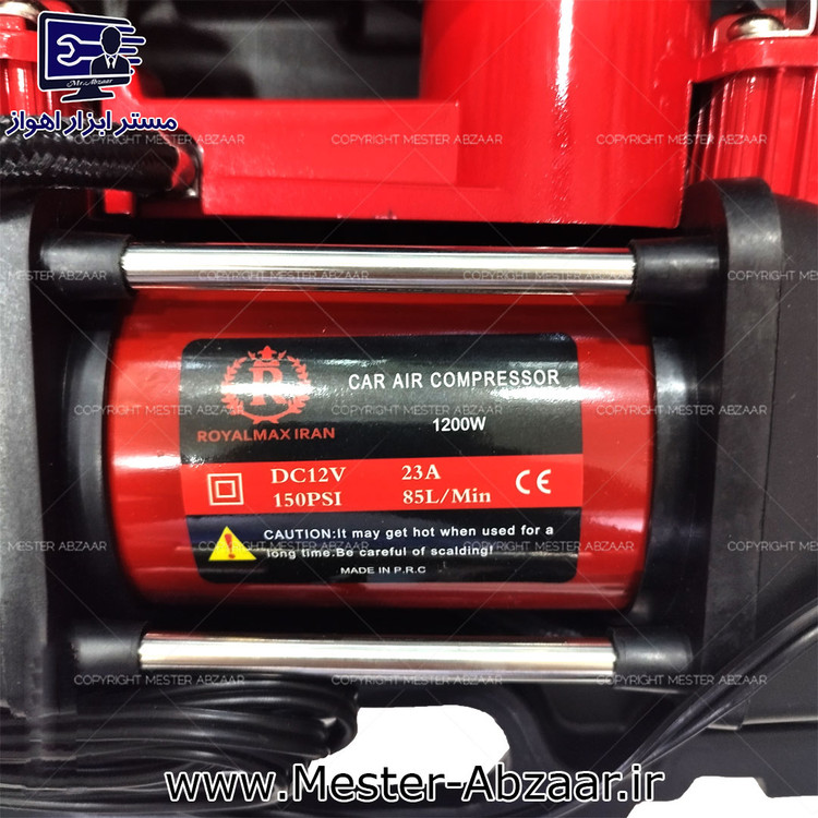 پمپ باد فندکی خودرو دو سیلند رویال مکس ایران با لوازم مدل ROYALMAX IRAN R2