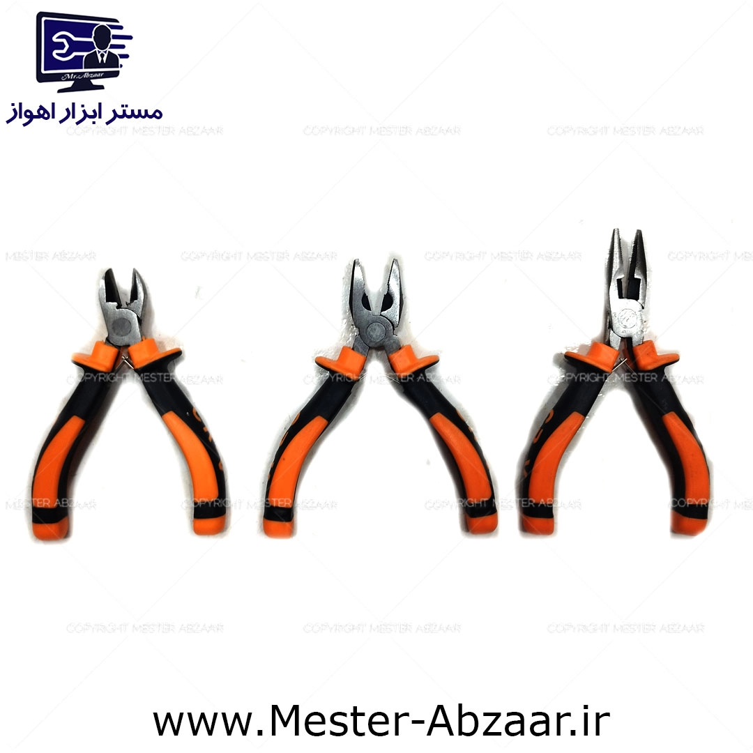 مجموعه ۳ تکه انبر دست سیم چین دم باریک 4.5 اینچ مخابراتی اردرلی ORDERLY 3PC