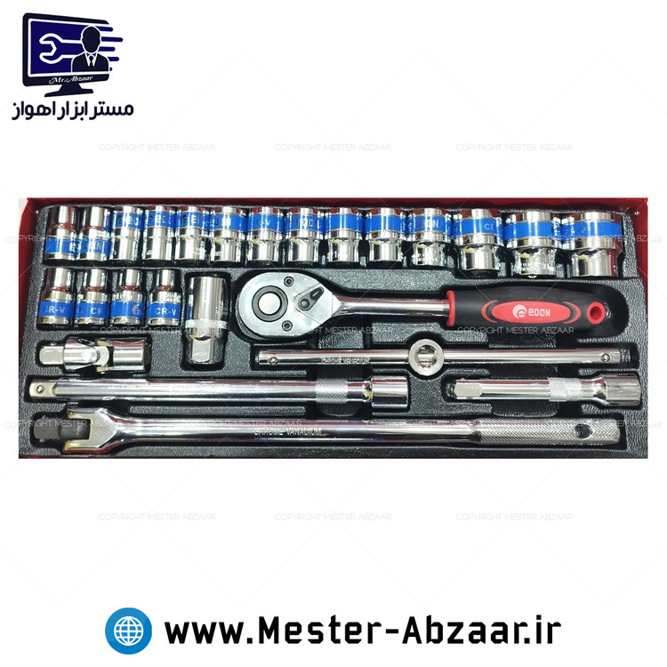 ست بکس 26 پارچه فشار قوی سفید جعبه فلزی درایو 1/2 ادون مدل EDON X26 PCS