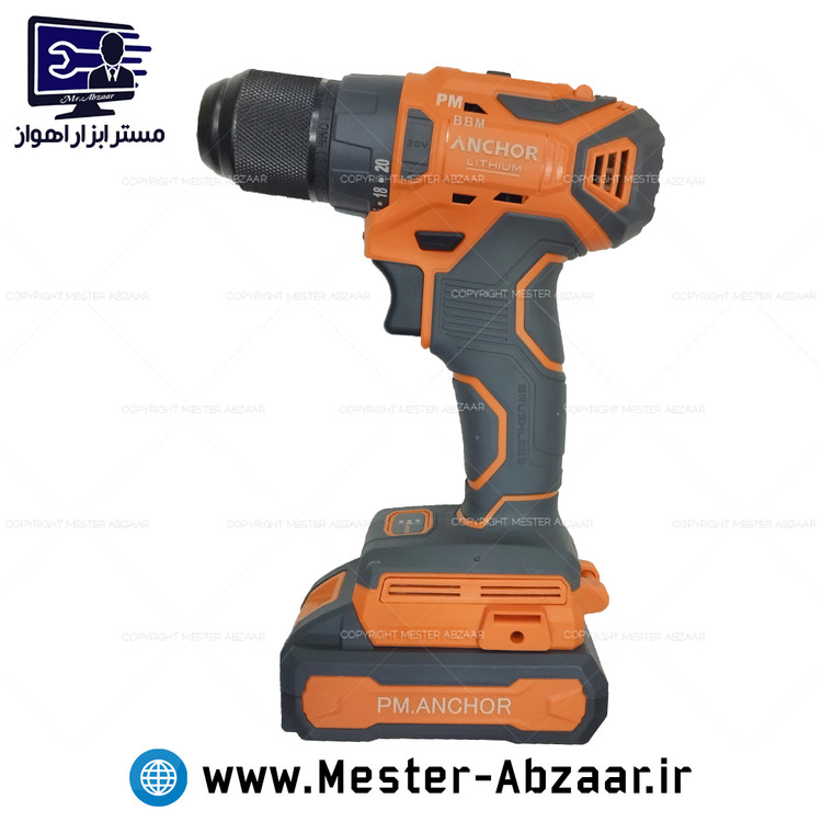 دریل پیچ گوشتی شارژی سه نظام فلزی 20 ولت با گارانتی آنکور PM جدید مدل ANCHOR DCE1 BBM