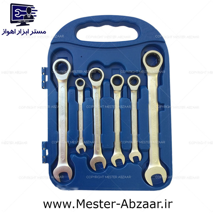 ست 7 پارچه آچار جغجغه ای یک سر رینگ یک سر تخت بی اس مدلBS CR-V