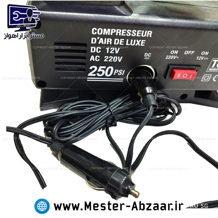 پمپ باد فندکی و برقی دو کاره تک سیلندر خودرو کمپرسور تاو TUV GS 6801