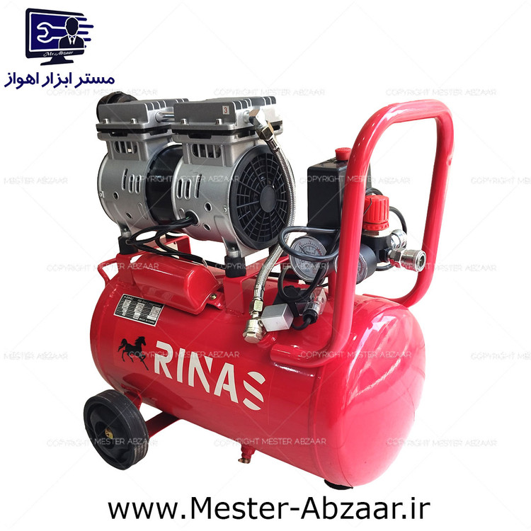 کمپرسور 25 لیتری سایلنت750 وات با گارانتی و لوازم ریناس مدل RINAS 750W-25L