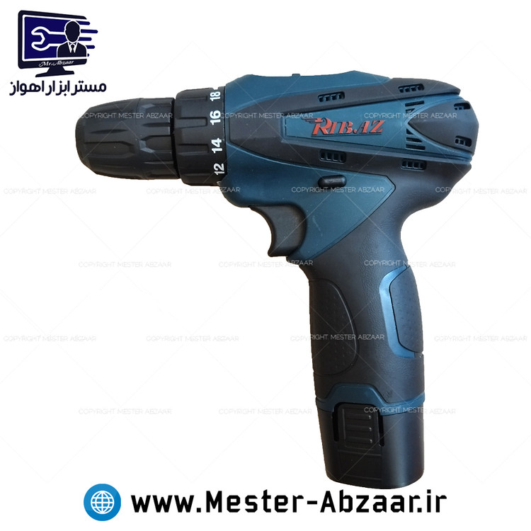 دریل شارژی 12 ولت لیتیوم 10 میلی متری ریباز با لوازم مدلRIBAZ RZ0005