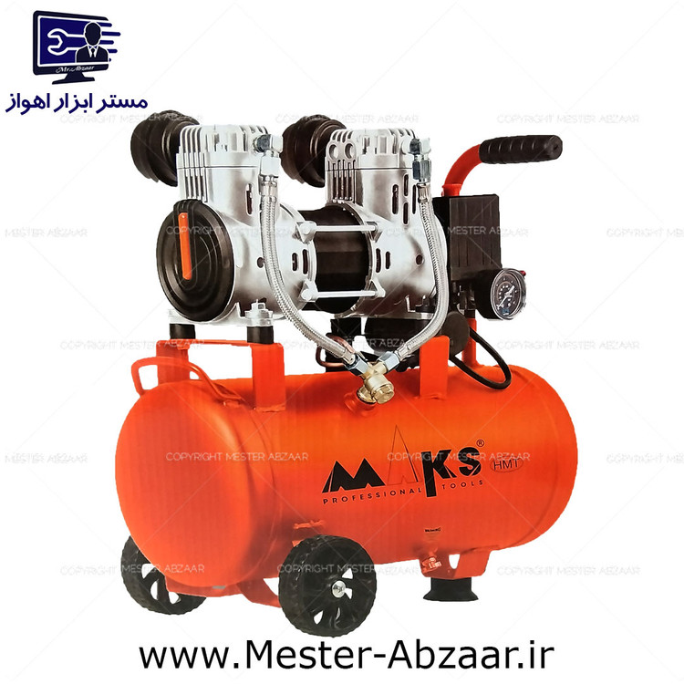 کمپرسور سایلنت 30 لیتر دو سیلندر 900 وات با گارانتی مکس بیصدا پمپ باد مدل KB30 MAKS