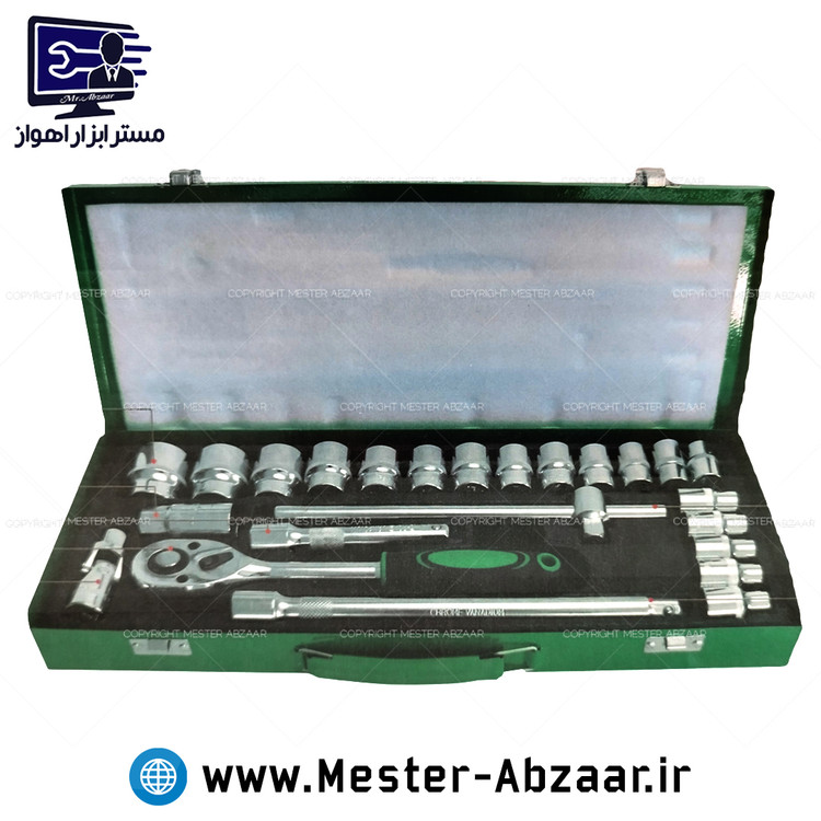 بکس 24 پارچه فشار قوی سبز سفید جعبه فلزی درایو 1/2 ادون مدل MTB-24 EDON X24 PCS