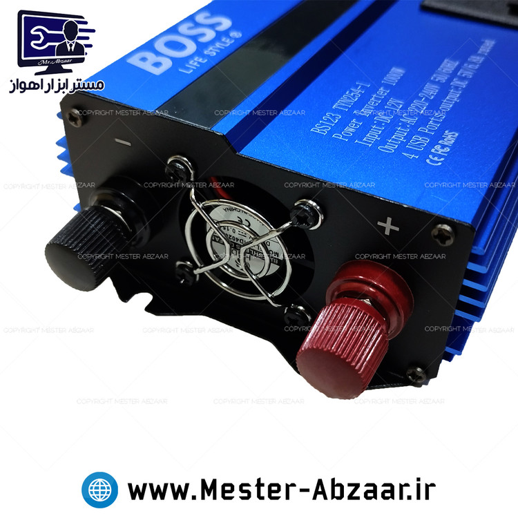 مبدل برق دیجیتال خودرو 1000 وات 3 خروجی 12 ولت به 220 ولت باس اینورتر مدل boss BS123TYN254-1