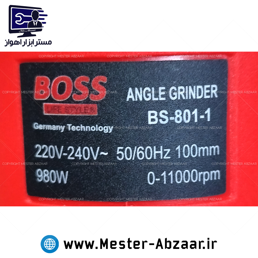 مینی فرز دسته بلند دیمردار 980 وات قرمز باس جدید مدل BS-801-1 NEW BOSS