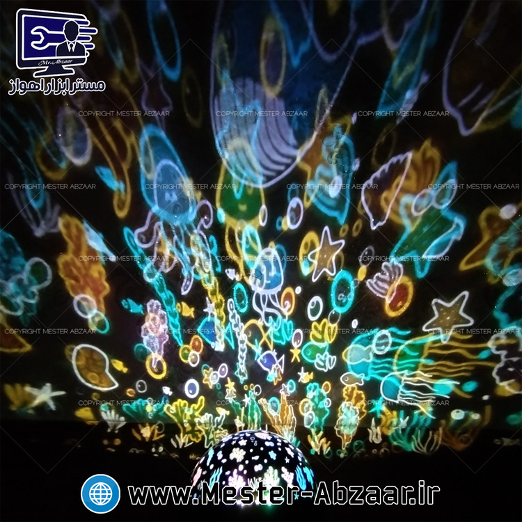 چراغ خواب و رقص نور گردان چرخشی کودک طرح دریا مدل استار پروژکتور STAR PROJECTOR 130