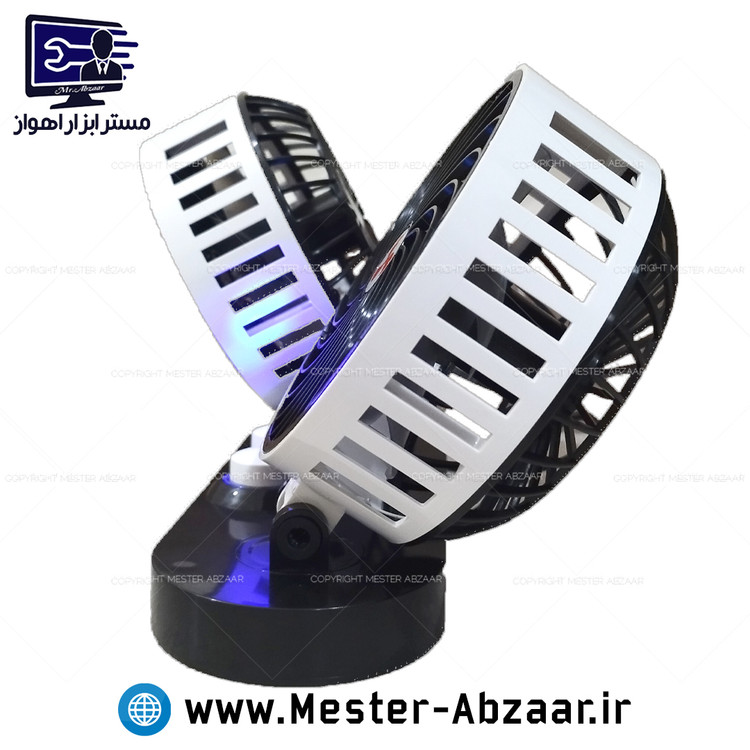 پنکه دو موتوره خودرو داشبورد فندکی 12 24 ولت مدل فور کول for cool car fan 1224v فن