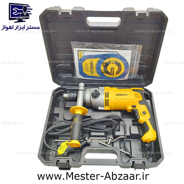 دریل نیم تنه فلزی گیربکسی دو سرعته 1050 وات کنزاکس برقی مدل KENZAX KID-2321