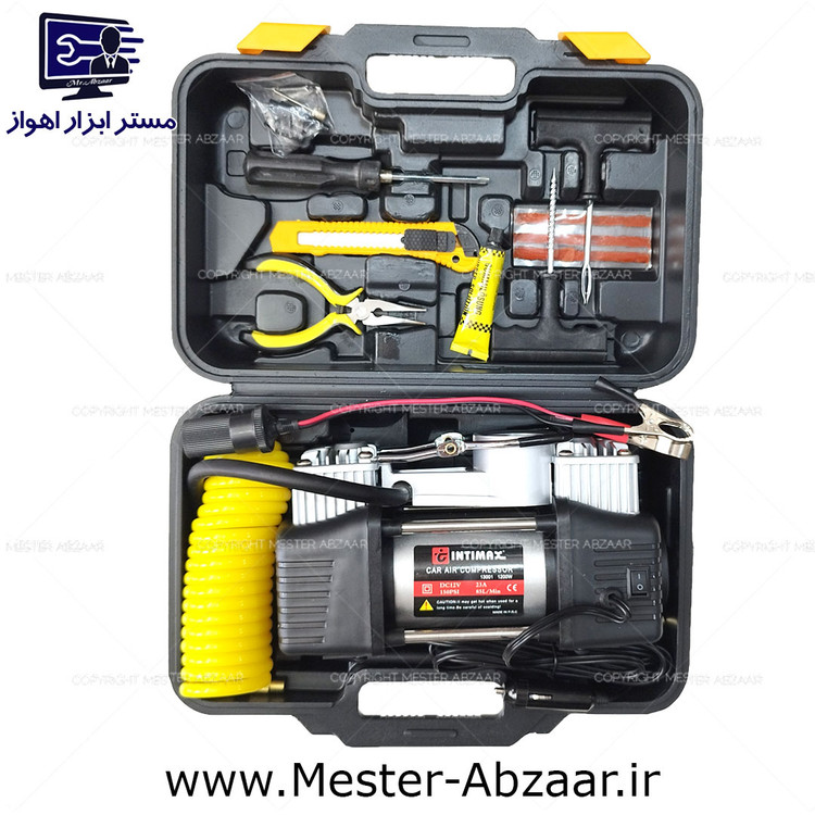 پمپ باد فندکی دو سیلندر خودرو با کیف اینتیمکس INTIMAX 13001