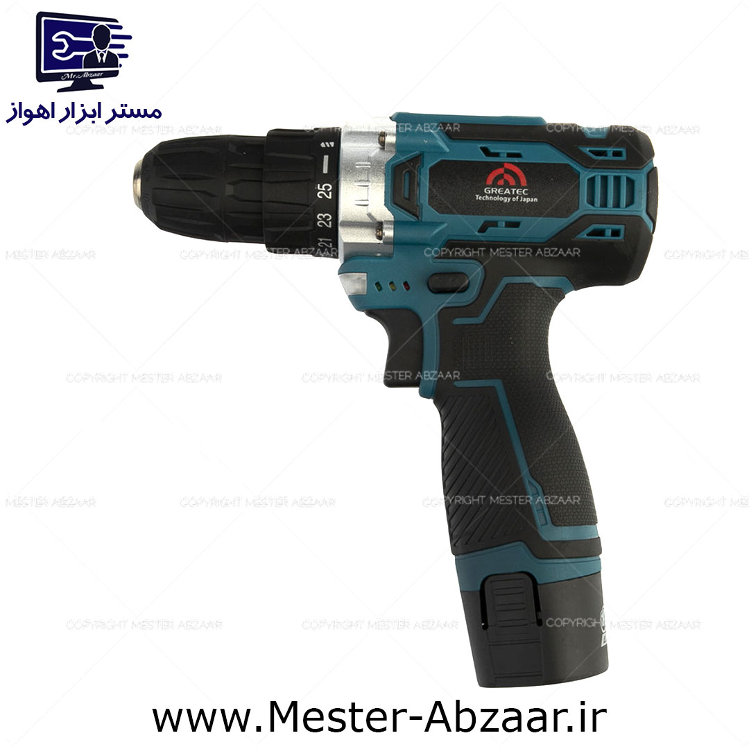 دریل پیچ گوشتی شارژی صنعتی 12 ولت گریتک دو باتری مدل GREATEC GTLD12006