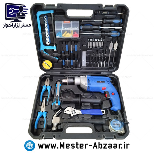 کیت نیم تنه فلزی دریل 13 چکشی 1300 وات کیف ابزار کامل کریتور مدل CREATOR CRKT1300