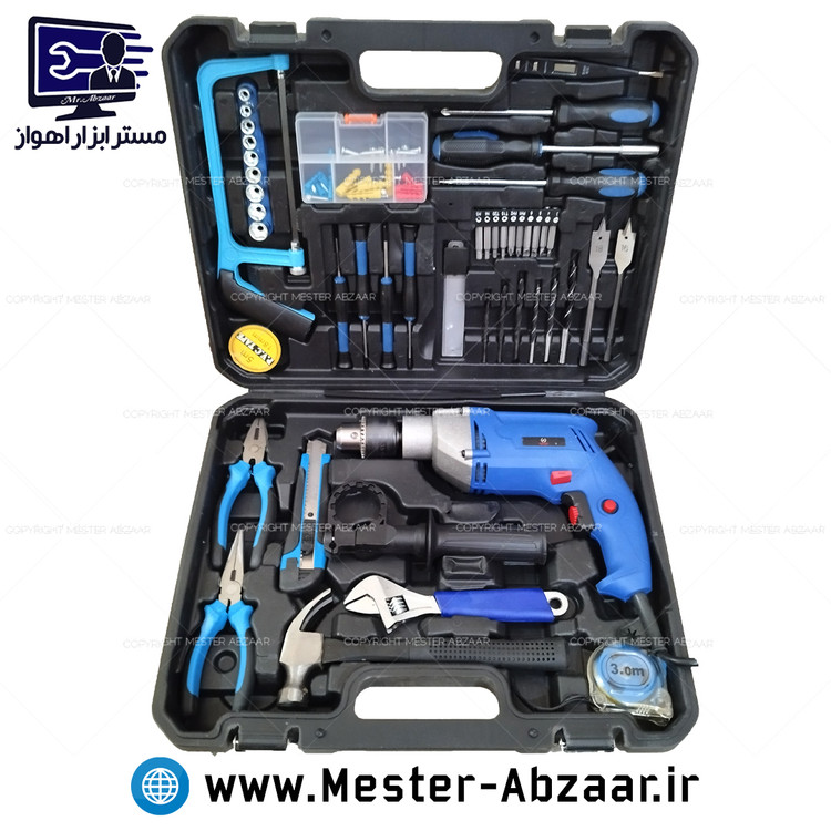 کیت نیم تنه فلزی دریل 13 چکشی 1300 وات کیف ابزار کامل کریتور مدل CREATOR CRKT1300