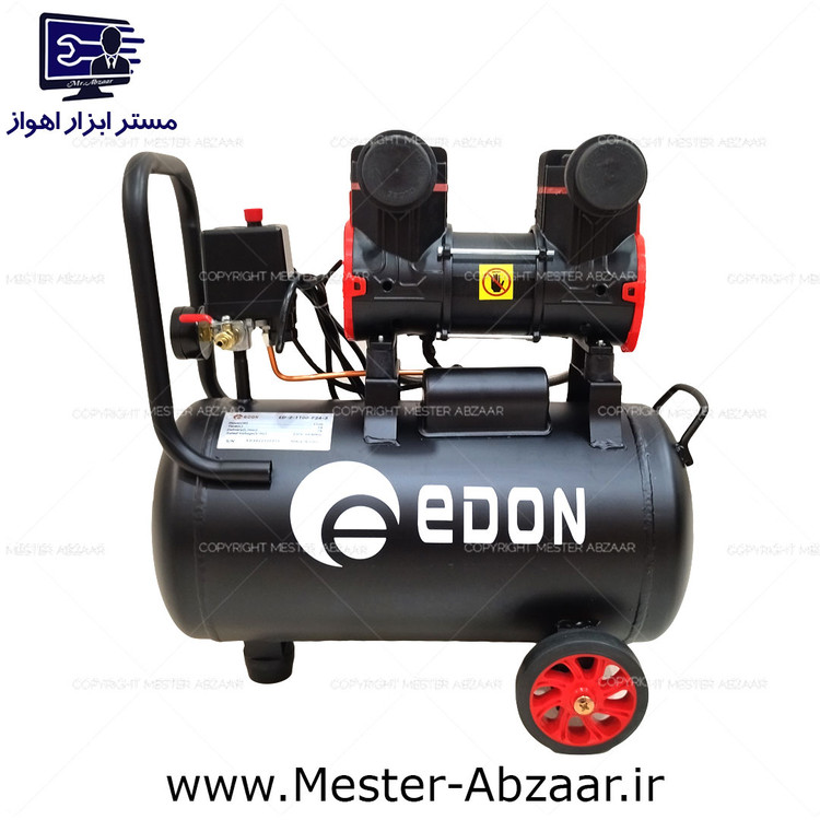 کمپرسور 1100 وات 25 لیتری سایلنت ادون مشکی جدید پمپ باد هوا دو سیلندر مدل EDON ED-2-1100-F24-3