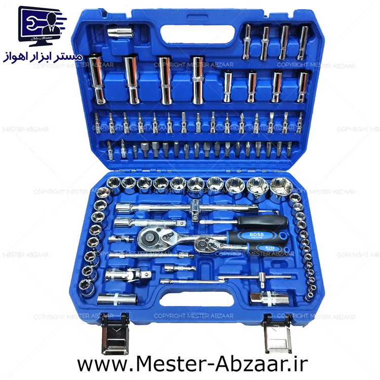 ست 94 پارچه جعبه بکس حرفهای باس صنعتی آبی مدل BOSS 94PCS BLUE