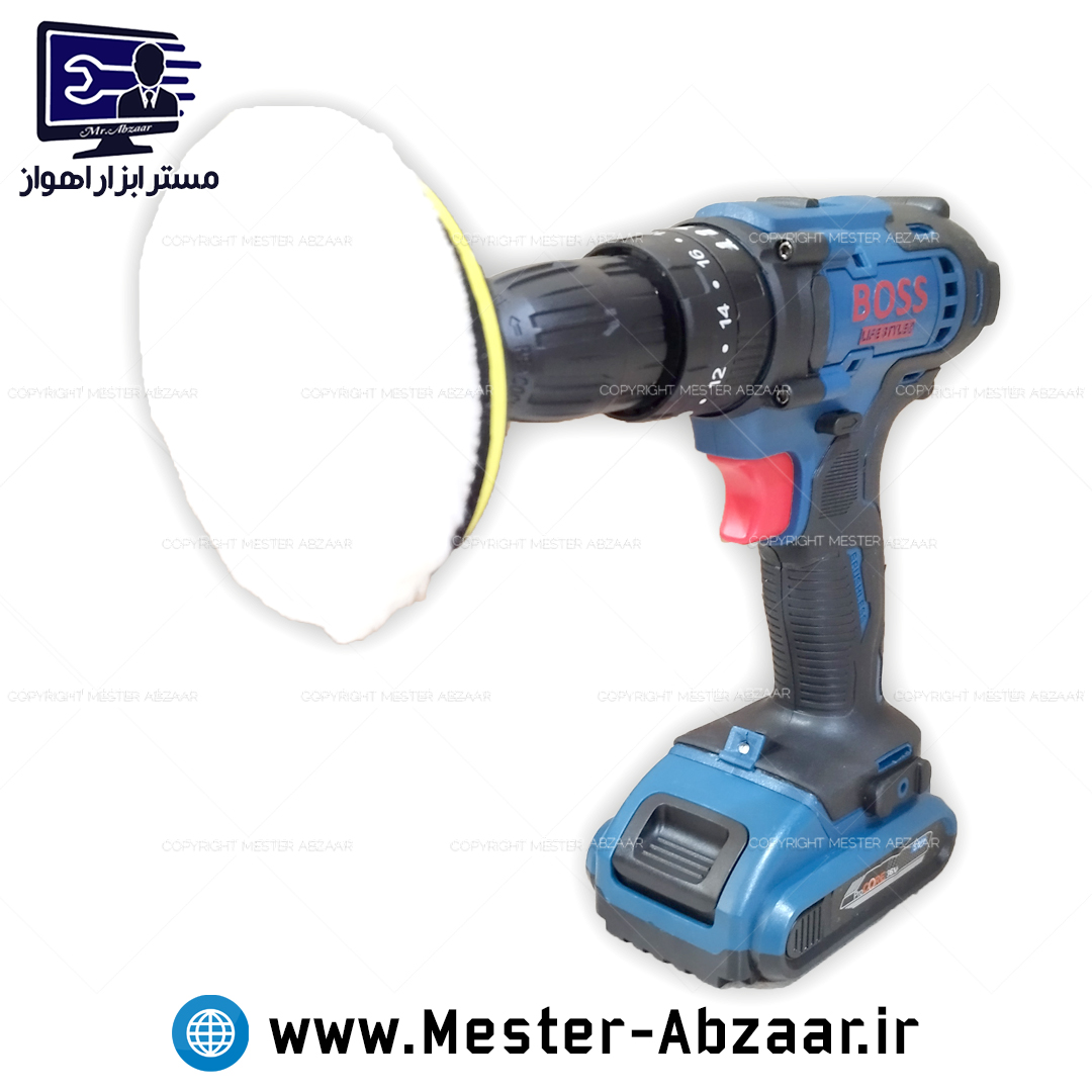 دریل شارژی 36 ولت دو باتری با لوازم پولیش باس مدل BOSS CORDLESS DRILL 36VF